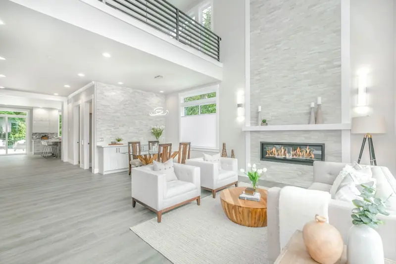 Staged living room ready for home showing