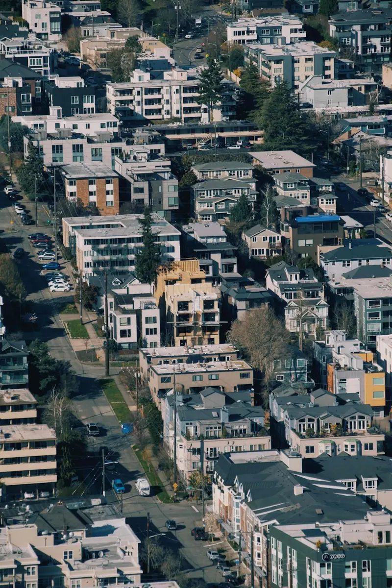 Aerial view of residential neighborhood representing the Mobile County rental market